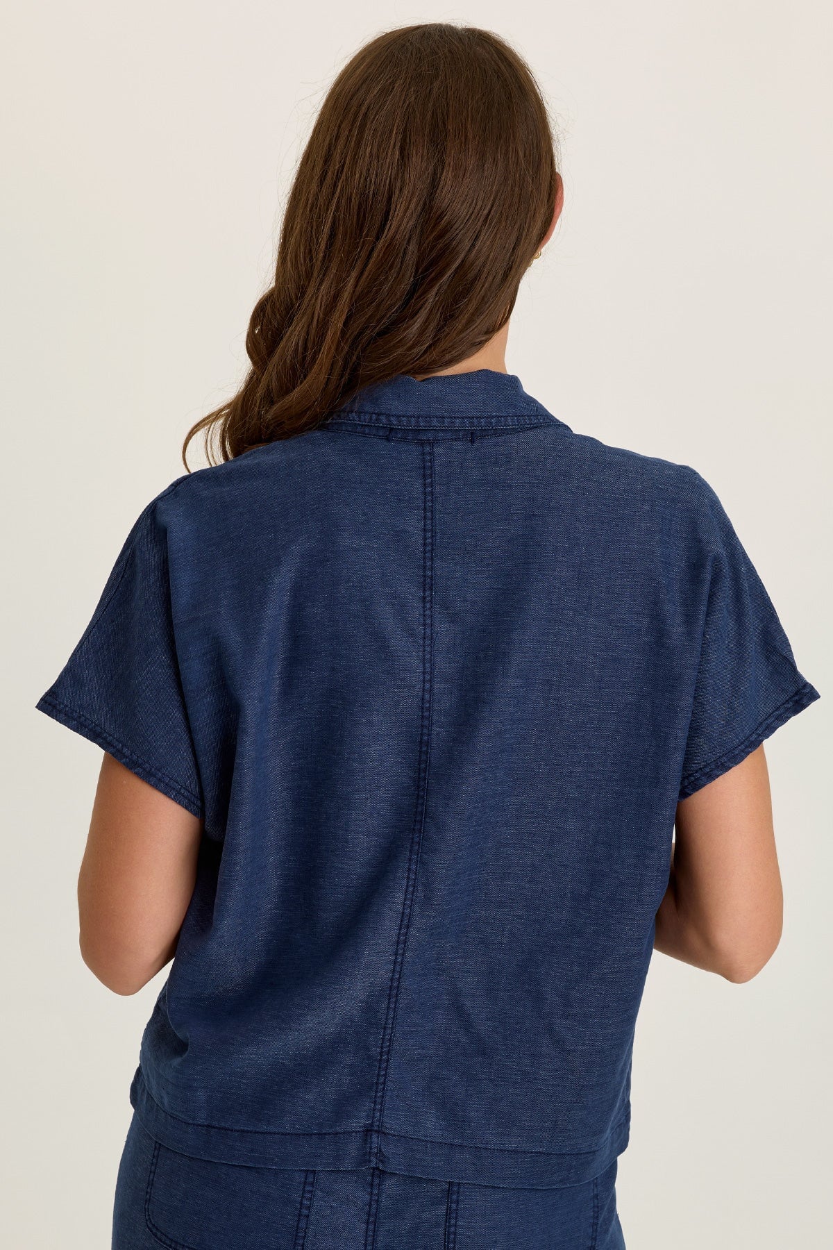 Wearables Hugh Twill Boxy Short-Sleeve Button-Up Jacket Airdale Pigment - XCVI
