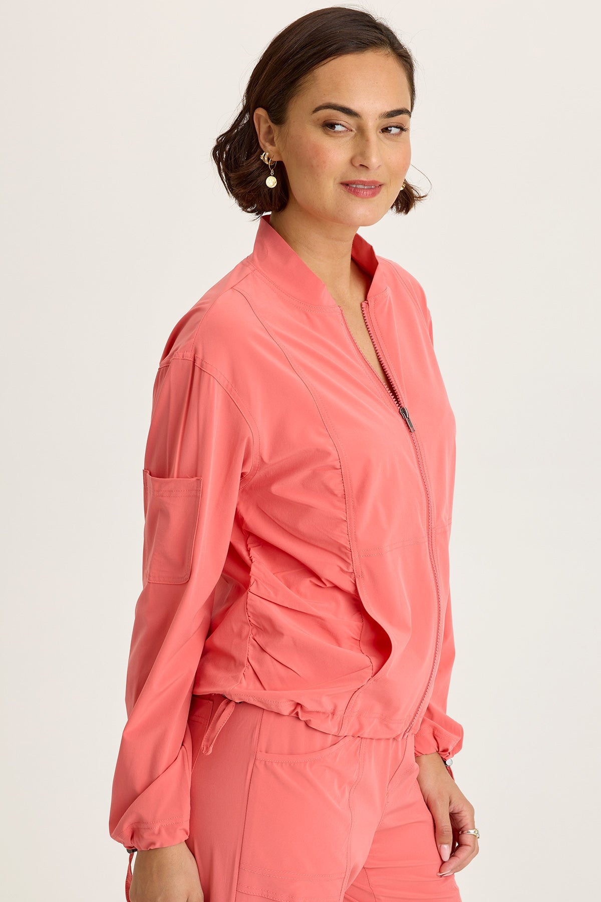 Wearables Bach Whisper 4-Way Stretch Bomber Jacket Grapefruit - XCVI