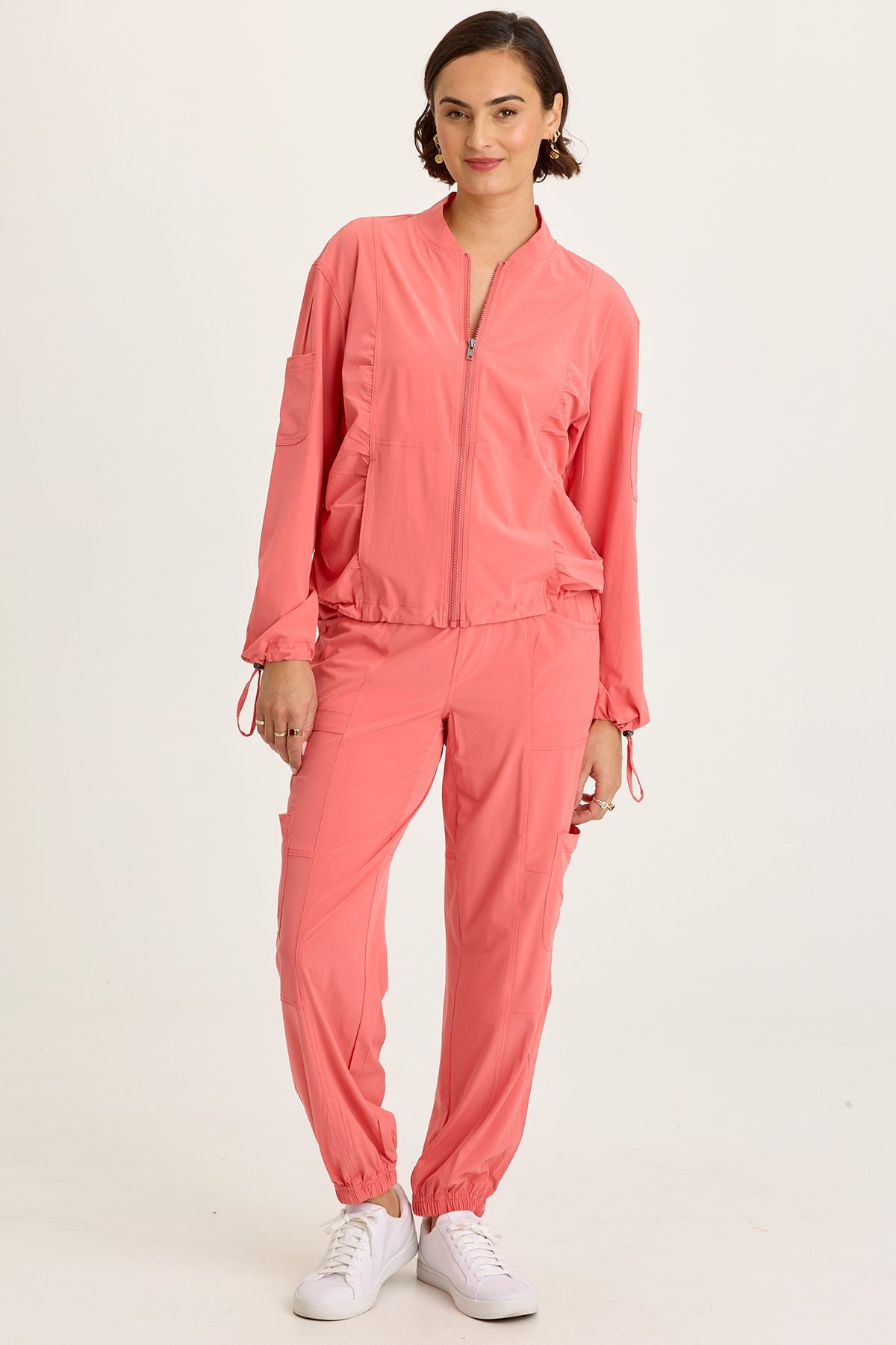 Wearables Bach Whisper 4-Way Stretch Bomber Jacket Grapefruit - XCVI