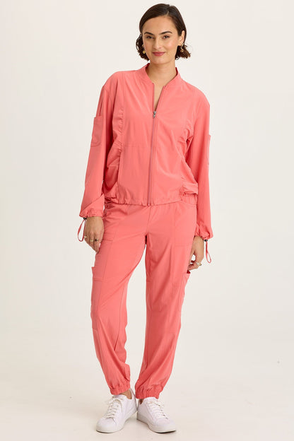 Wearables Bach Whisper 4-Way Stretch Bomber Jacket Grapefruit - XCVI
