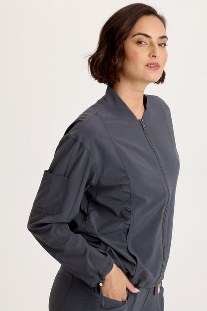 Wearables Bach Whisper 4-Way Stretch Bomber Jacket Charcoal - XCVI