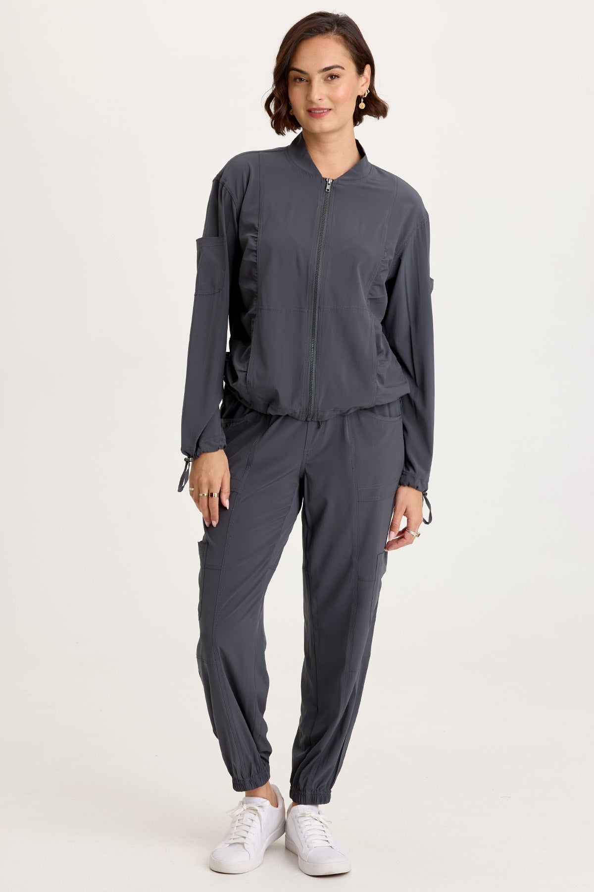Wearables Bach Whisper 4-Way Stretch Bomber Jacket Charcoal - XCVI