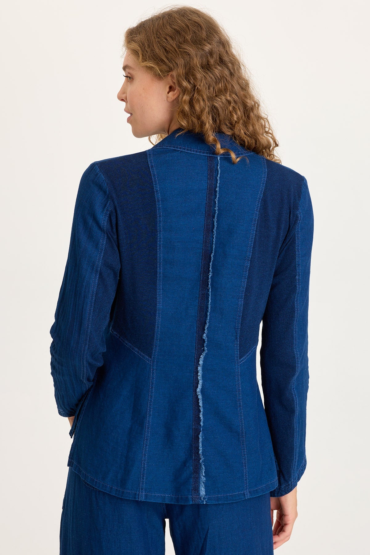 Floris Indigo Twill Front-Tie Jacket Sluice Wash - XCVI