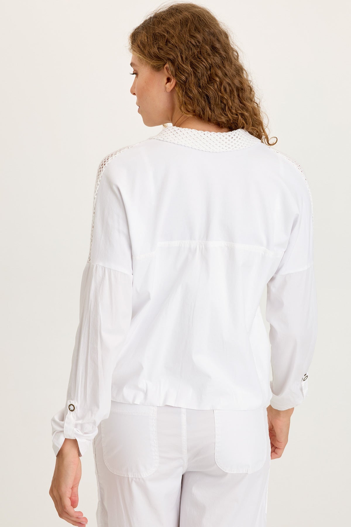 Niels Poplin/Mesh Snap-Front Jacket White - XCVI