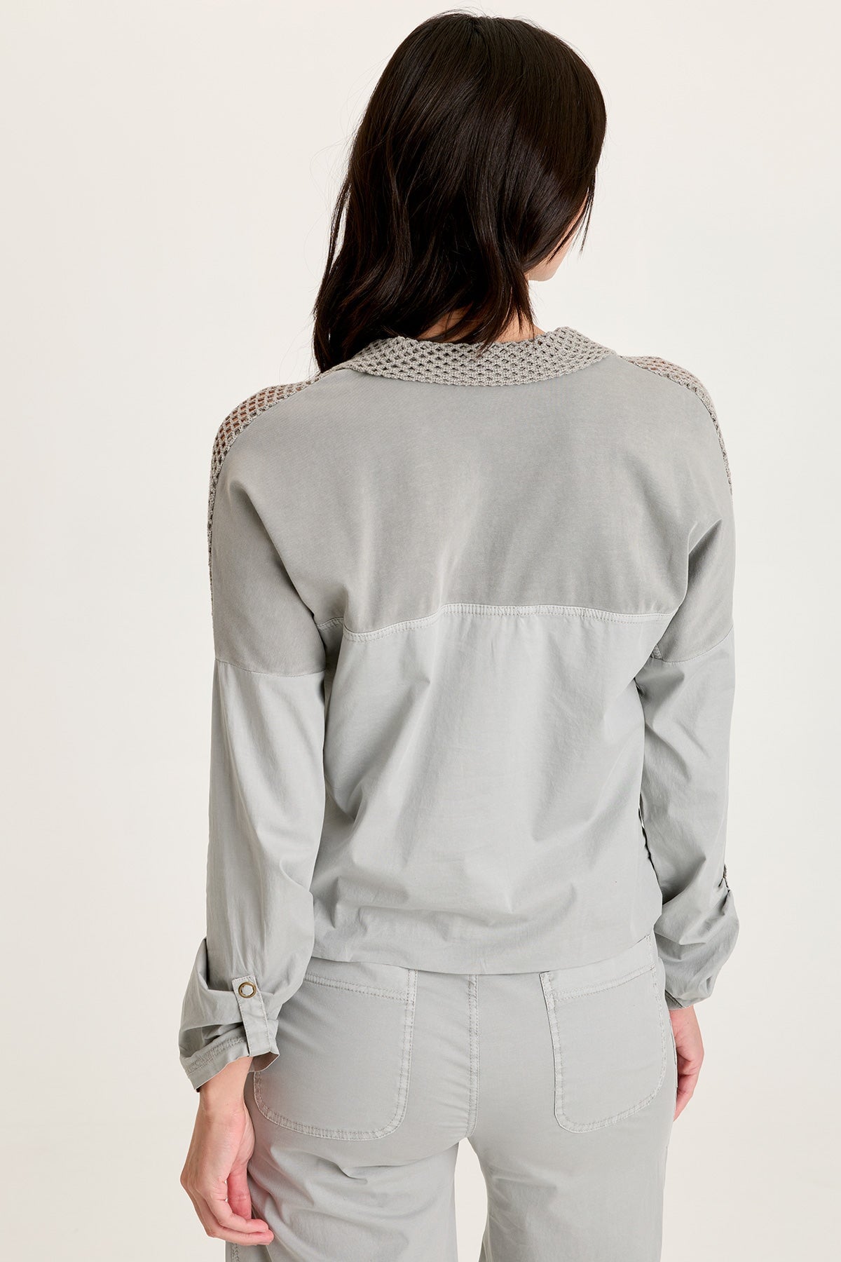 Niels Poplin/Mesh Snap-Front Jacket Earl Grey Pigment - XCVI