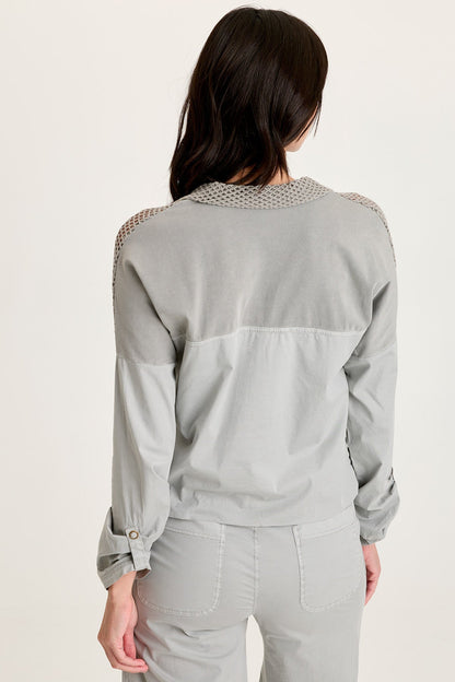 Niels Poplin/Mesh Snap-Front Jacket Earl Grey Pigment - XCVI