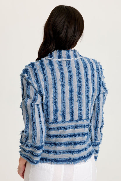 Mavie Shredded Denim Jacket Indigo - XCVI