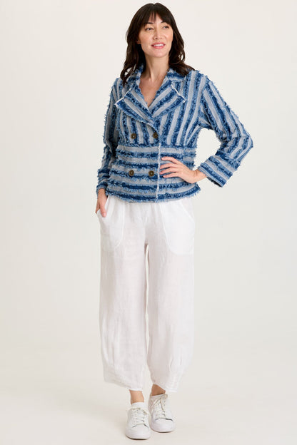 Mavie Shredded Denim Jacket Indigo - XCVI