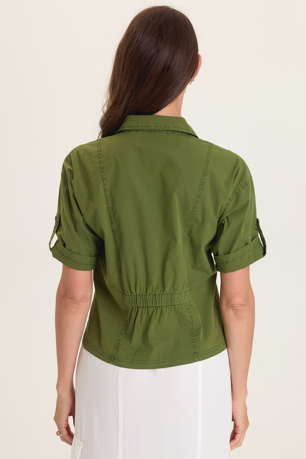 Wearables Tammen Dart Tucks Tabbed Sleeves Elastic Cinched Back Jacket Apollo Pigment - XCVI