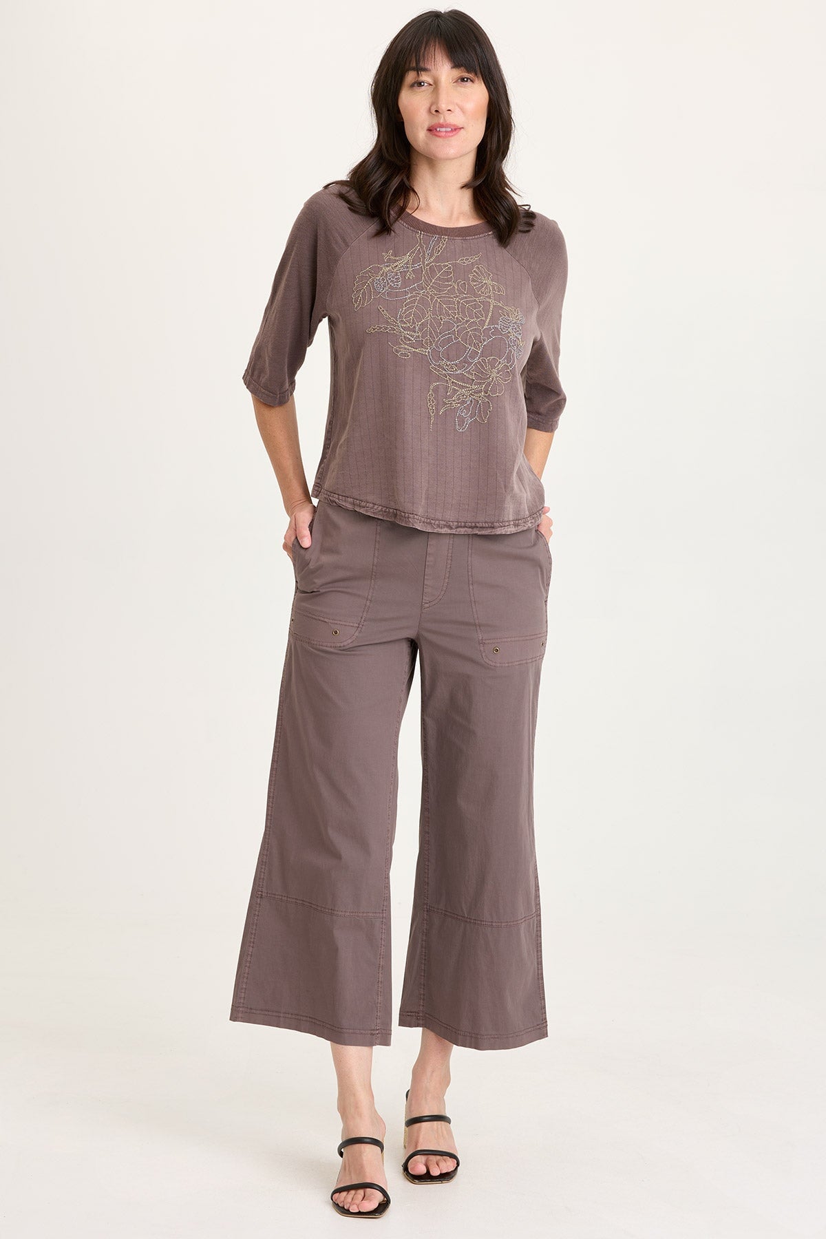 Artus Poplin Smocked Waist Crop Pant Virtuoso Pigment - XCVI
