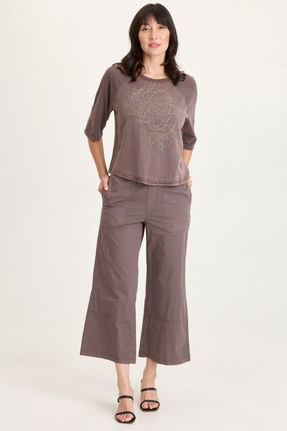 Artus Poplin Smocked Waist Crop Pant Virtuoso Pigment - XCVI