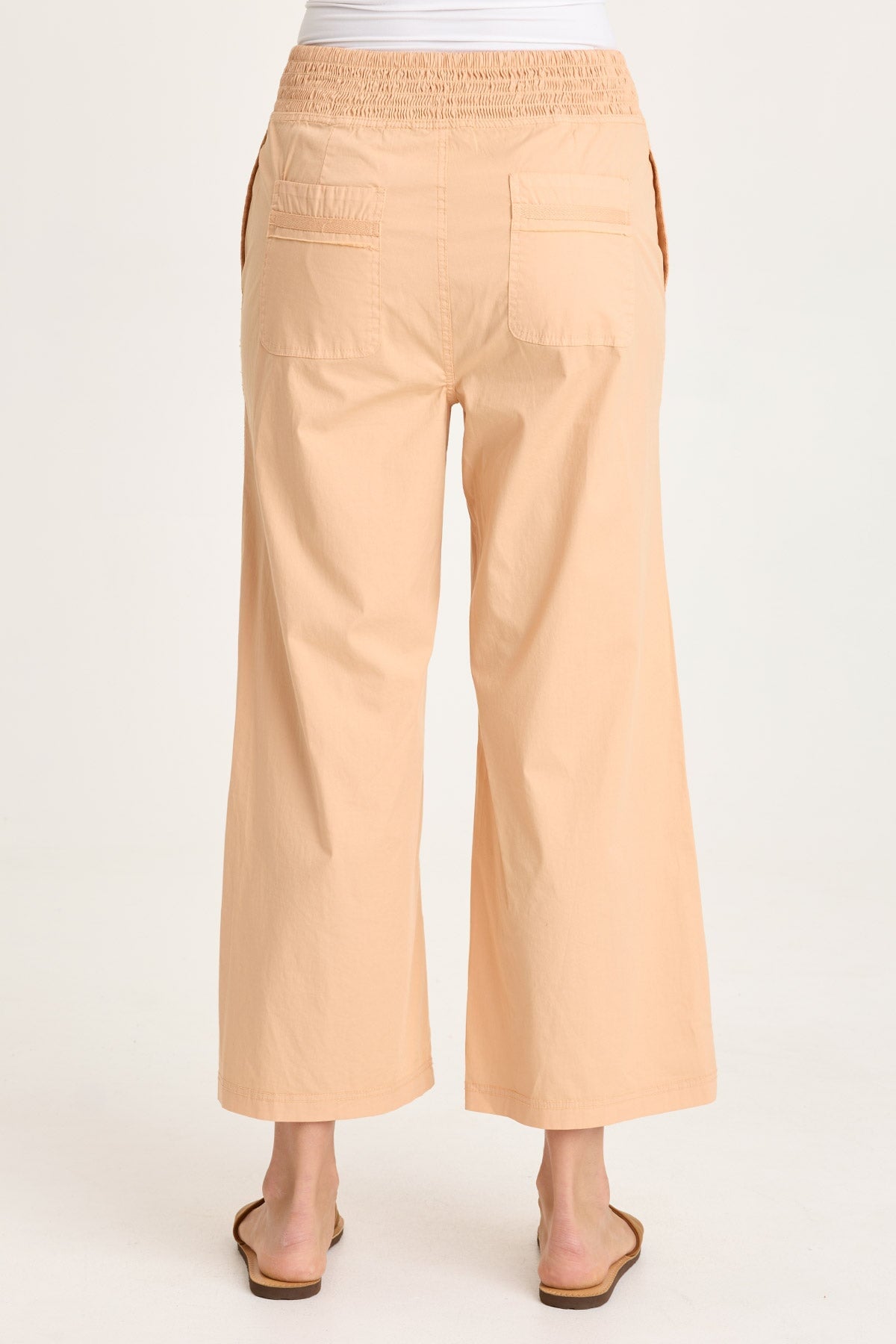 Artus Poplin Smocked Waist Crop Pant Apricot Kiss - XCVI