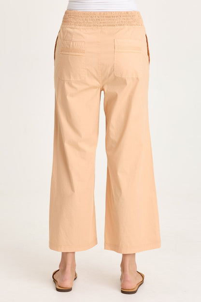 Artus Poplin Smocked Waist Crop Pant Apricot Kiss - XCVI