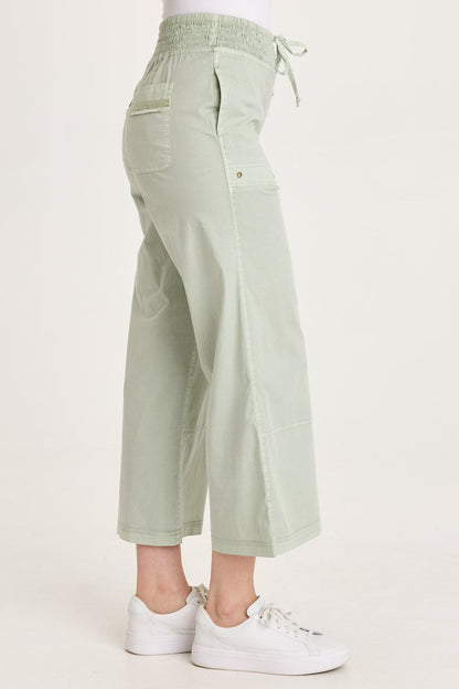 Artus Poplin Smocked Waist Crop Pant Tradewind Pigment - XCVI