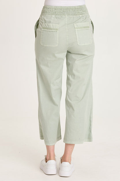 Artus Poplin Smocked Waist Crop Pant Tradewind Pigment - XCVI