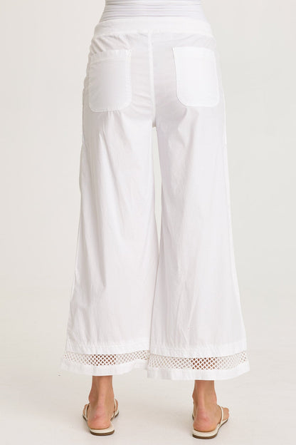 Roel Poplin/Mesh Gaucho Pull-On Crop White - XCVI