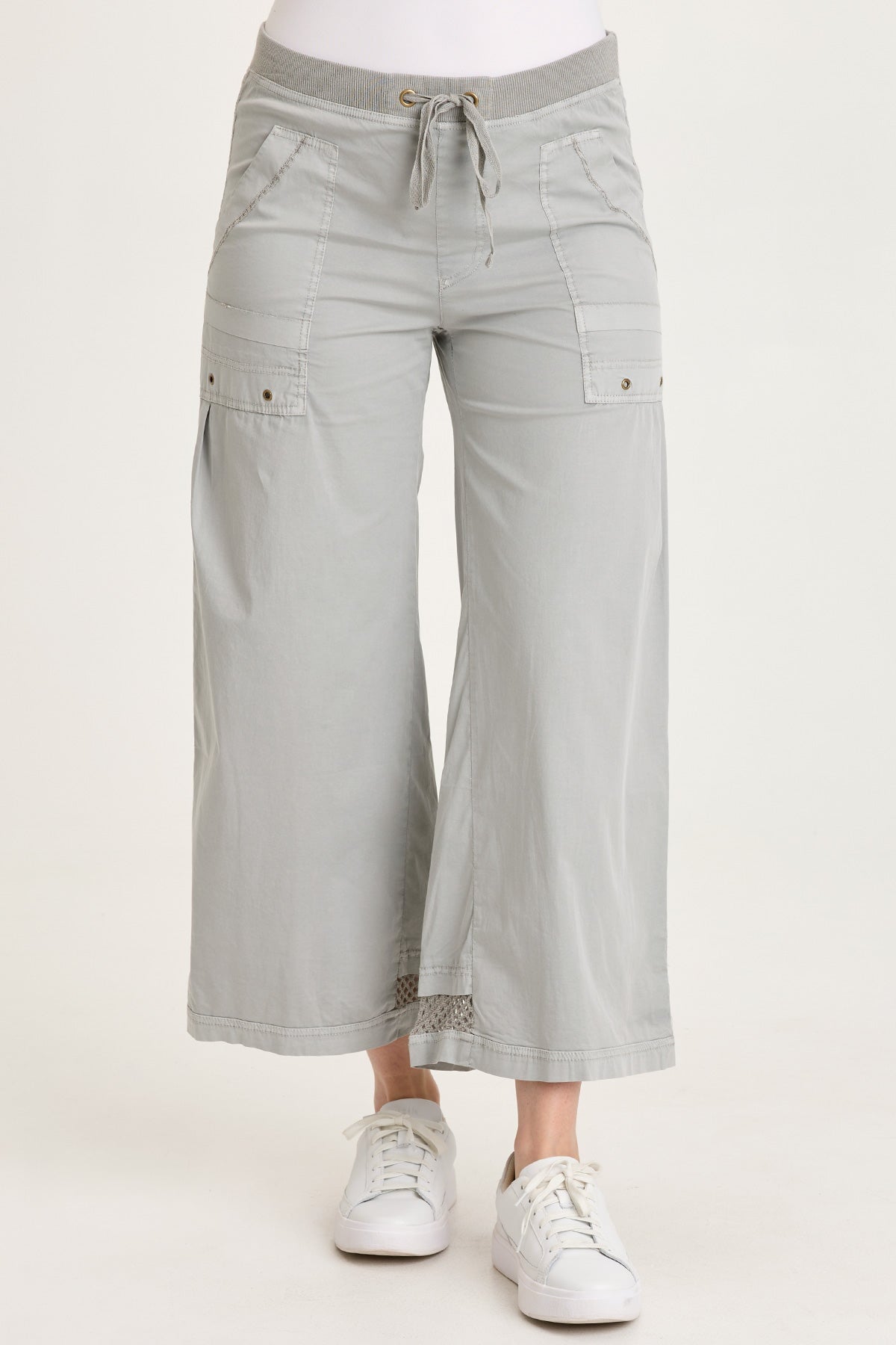 Roel Poplin/Mesh Gaucho Pull-On Crop Earl Grey Pigment - XCVI