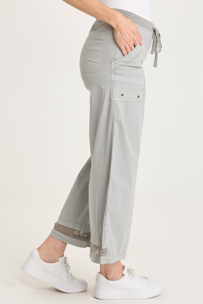 Roel Poplin/Mesh Gaucho Pull-On Crop Earl Grey Pigment - XCVI