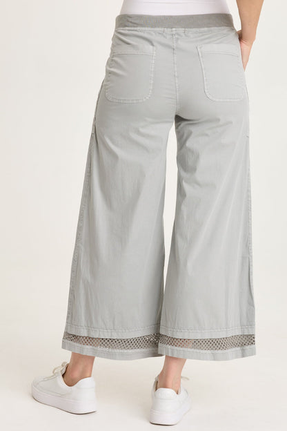 Roel Poplin/Mesh Gaucho Pull-On Crop Earl Grey Pigment - XCVI
