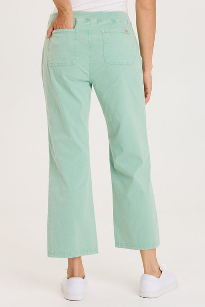 Darrow Flared Leg Pant with Zipper Pockets and Drawstring Waist Distress Wash Feldspar - XCVI