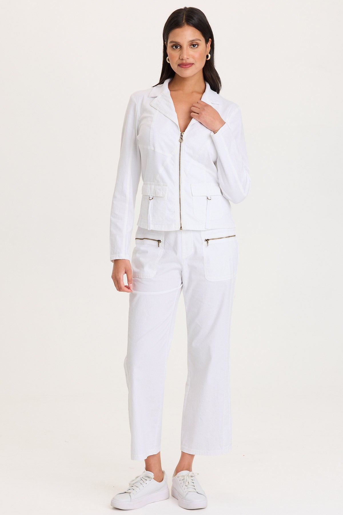 Darrow Flared Leg Pant with Zipper Pockets and Drawstring Waist White - XCVI