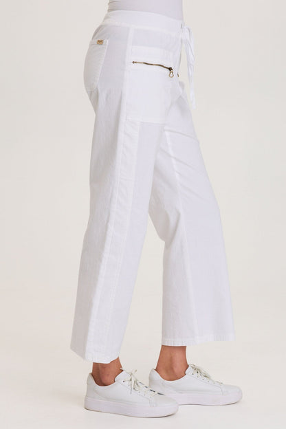Darrow Flared Leg Pant with Zipper Pockets and Drawstring Waist White - XCVI