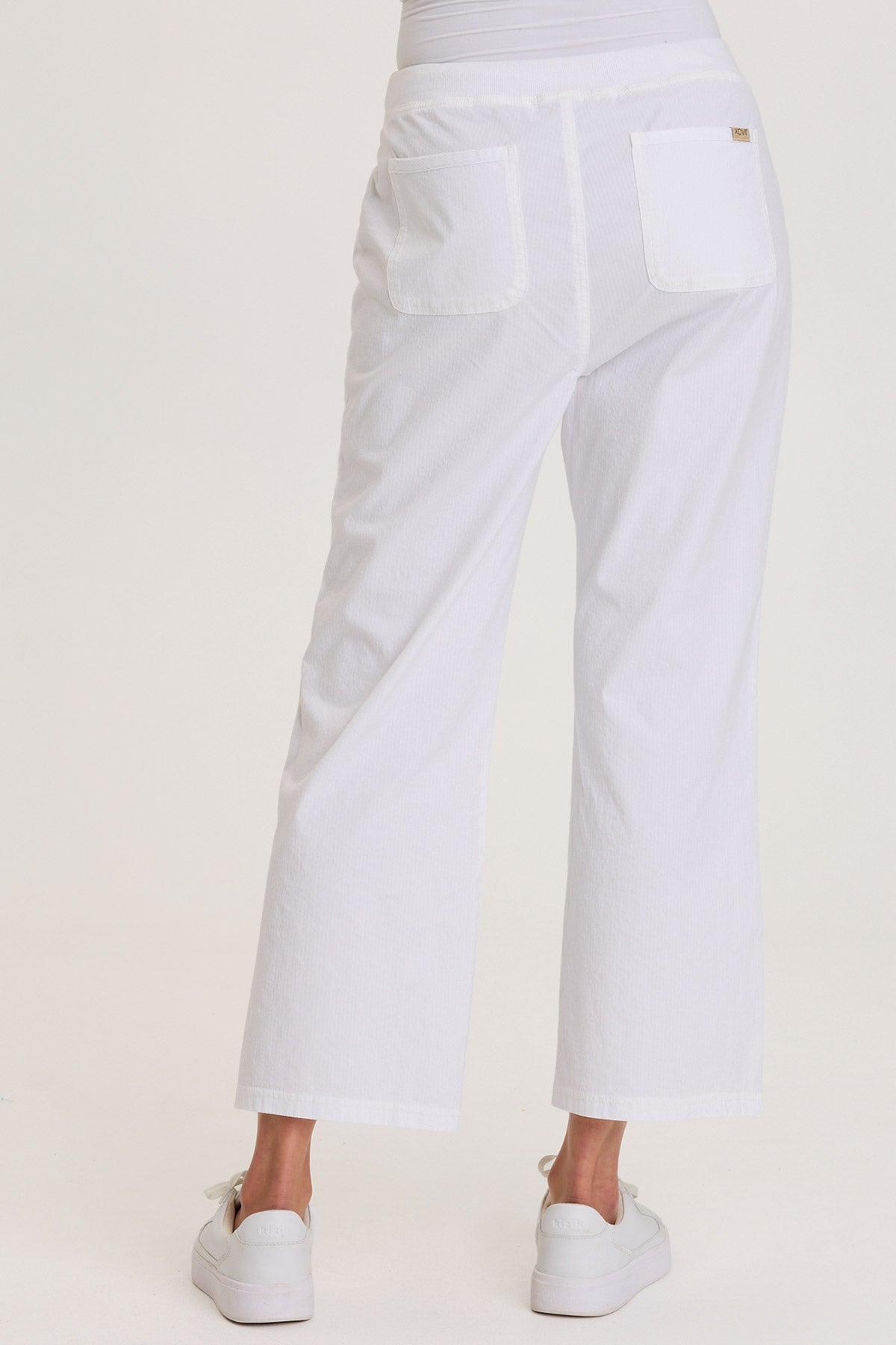 Darrow Flared Leg Pant with Zipper Pockets and Drawstring Waist White - XCVI