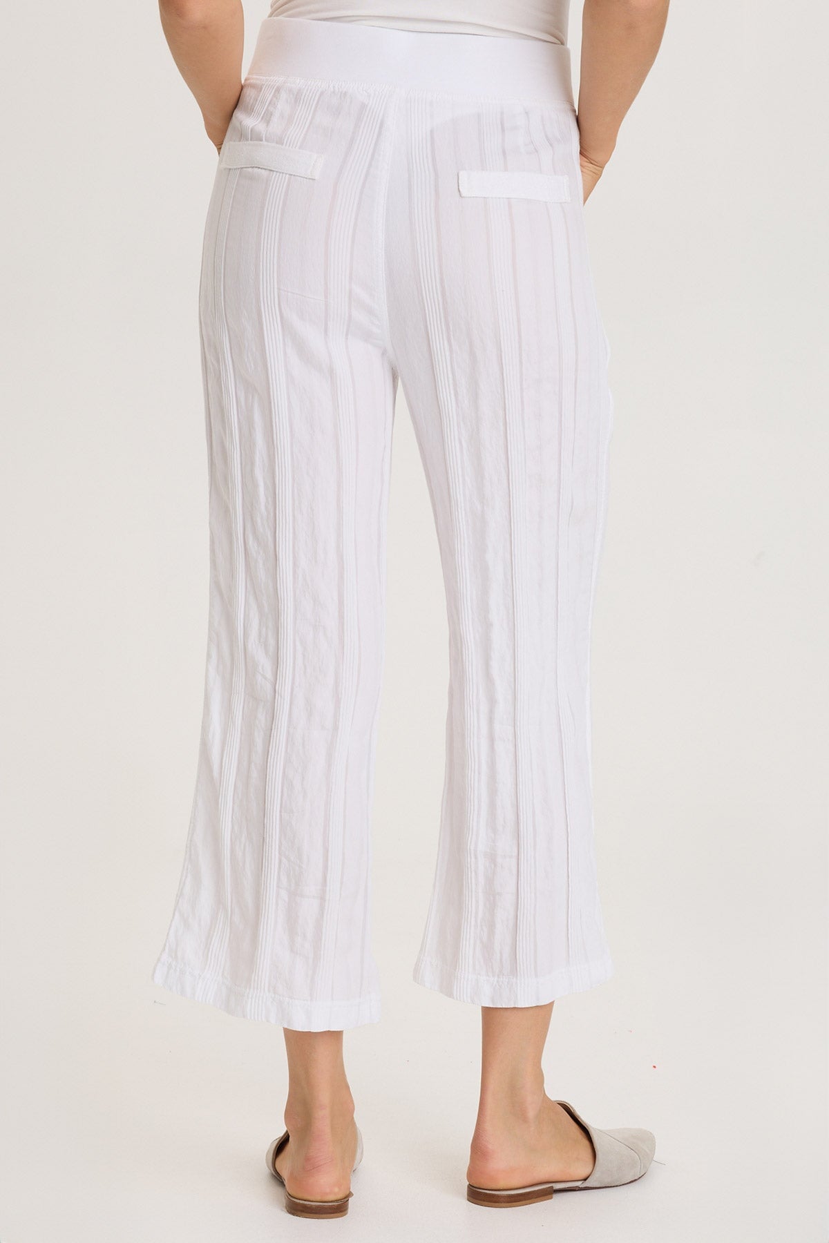 Textured Stripe Pull-On Flared Leg Carruth Crop Pant White - XCVI