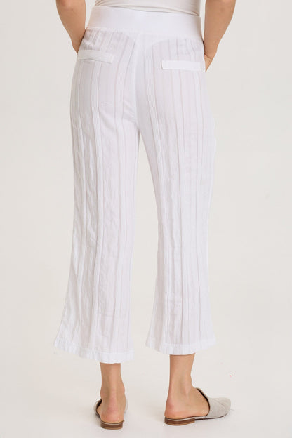 Textured Stripe Pull-On Flared Leg Carruth Crop Pant White - XCVI