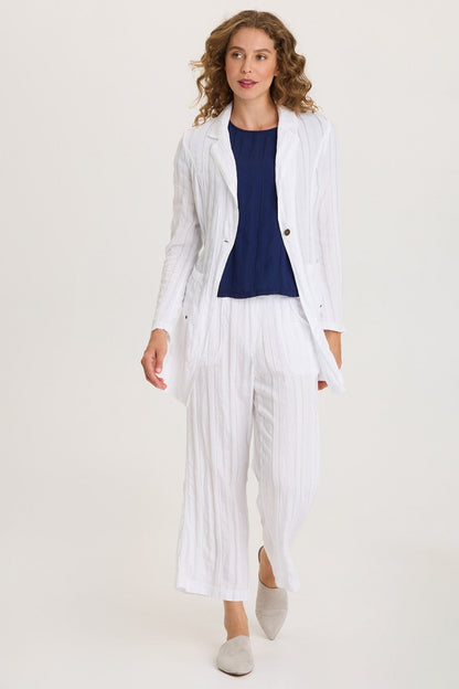 Textured Stripe Pull-On Flared Leg Carruth Crop Pant White - XCVI