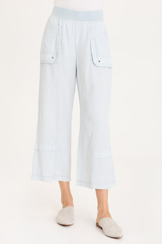 Mallis Oversized Pockets and Leg Stitching Detail Twill Gaucho Pull-On Pant Carefree Pigment - XCVI