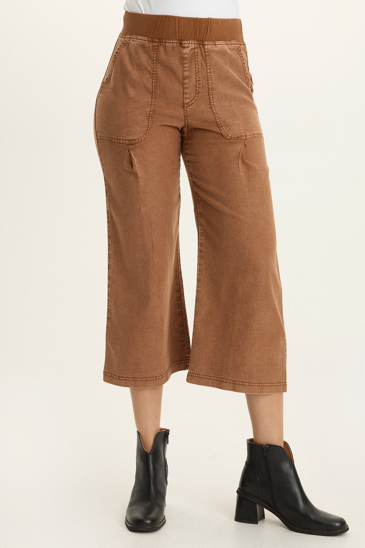 Wearables Eileen Twill Wide-Leg Crop Distress Wash Artisan - XCVI