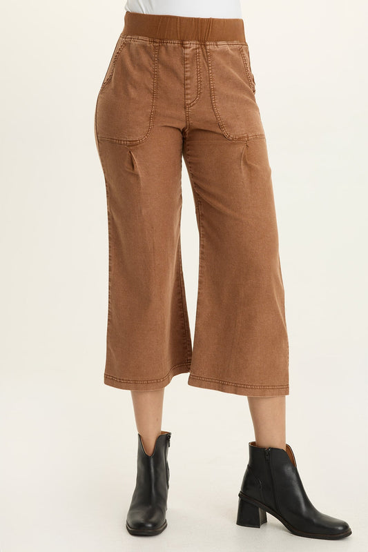 Wearables Eileen Twill Wide-Leg Crop Distress Wash Artisan - XCVI