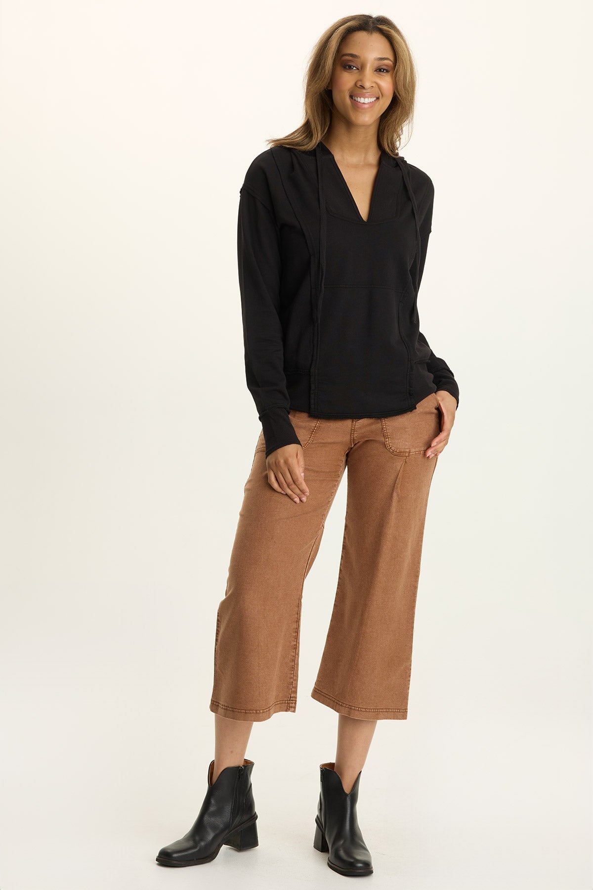 Wearables Eileen Twill Wide-Leg Crop Distress Wash Artisan - XCVI