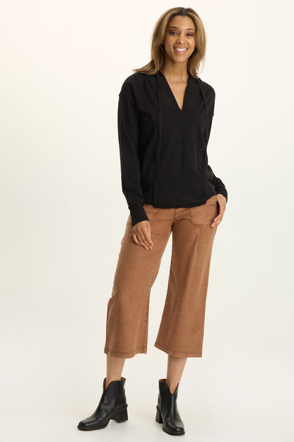 Wearables Eileen Twill Wide-Leg Crop Distress Wash Artisan - XCVI