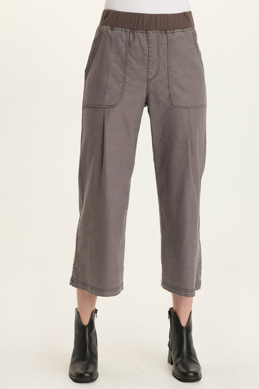 Wearables Eileen Twill Wide-Leg Crop Charcoal - XCVI