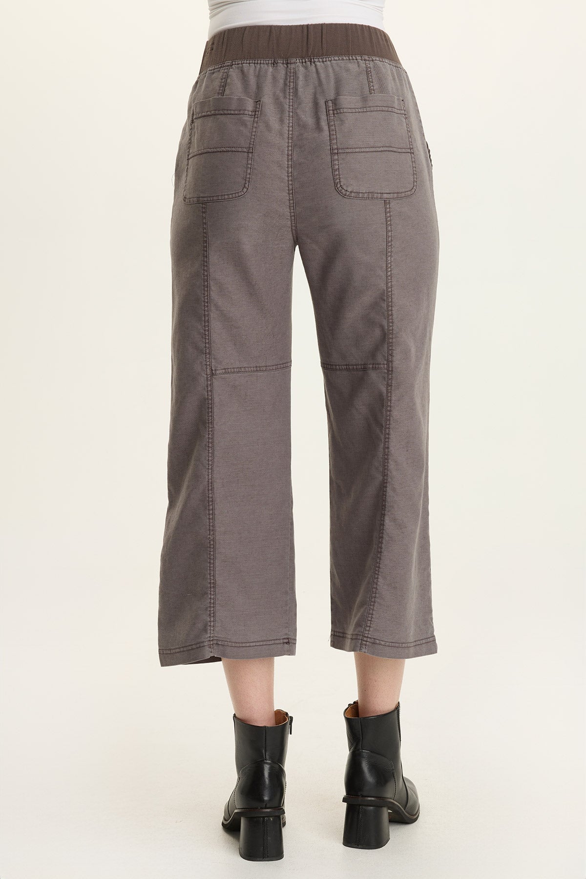 Wearables Eileen Twill Wide-Leg Crop Charcoal - XCVI
