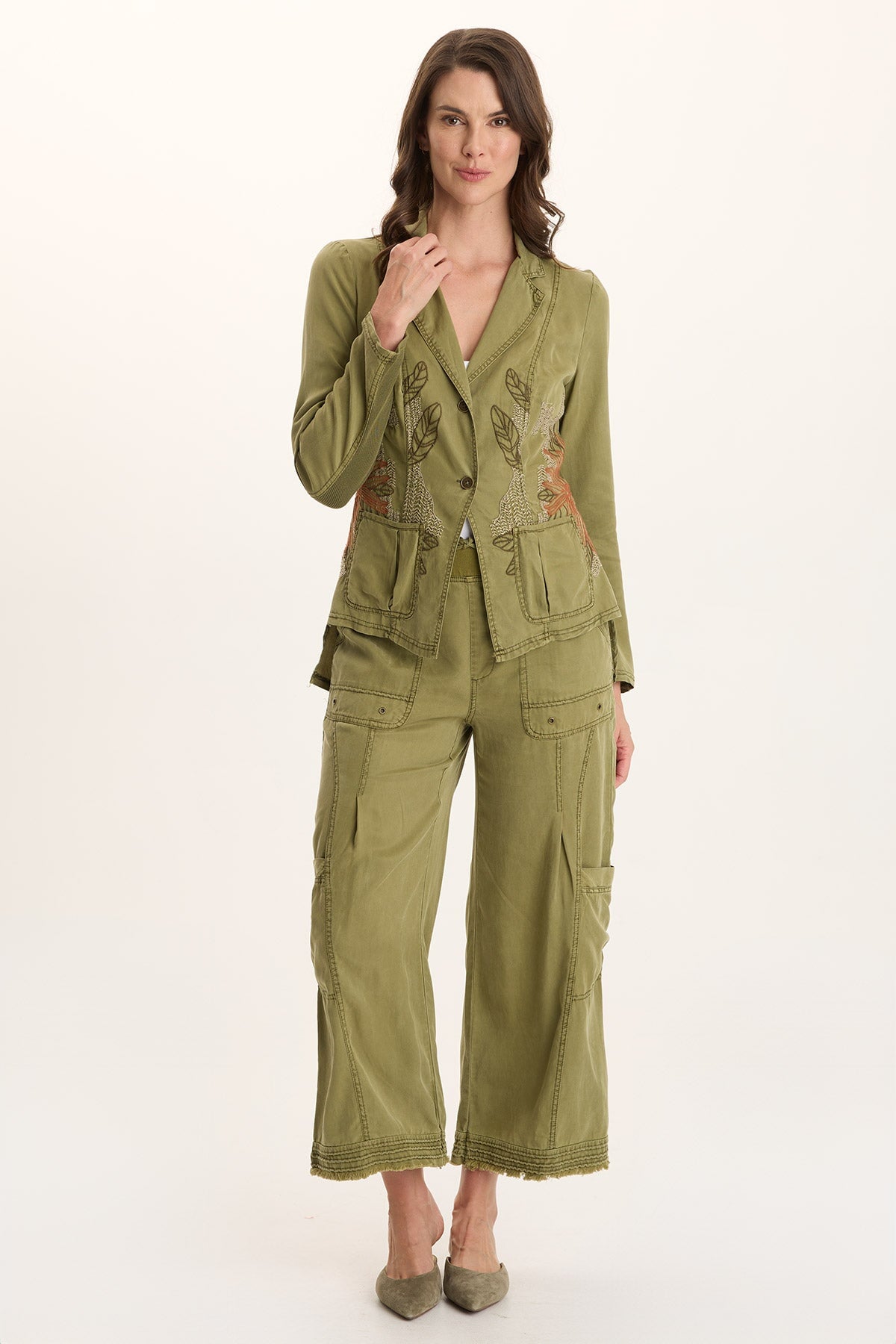 Tullio Twill Cargo Gaucho Pant Thicket Pigment - XCVI