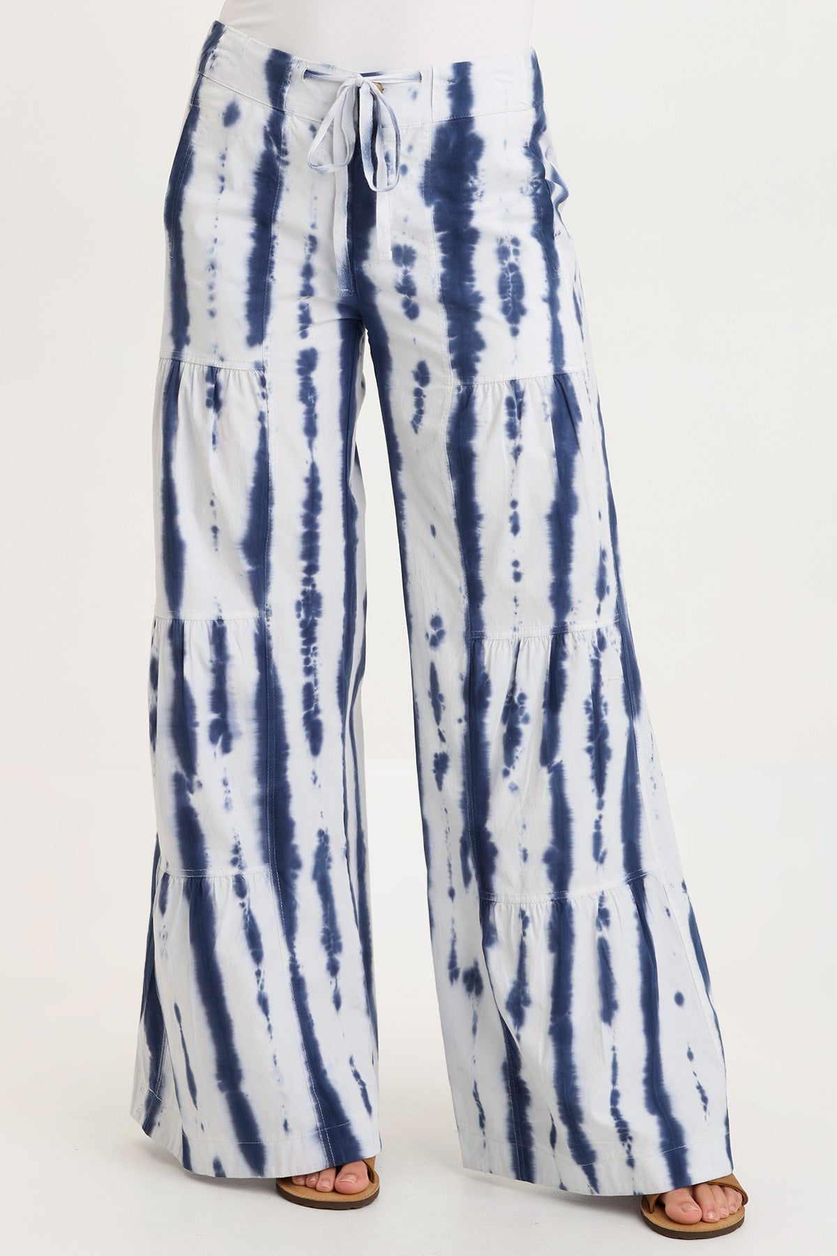 Werables Terraced Wide Leg Ruched Flare Drawstring Pant Pelagic Wash - XCVI