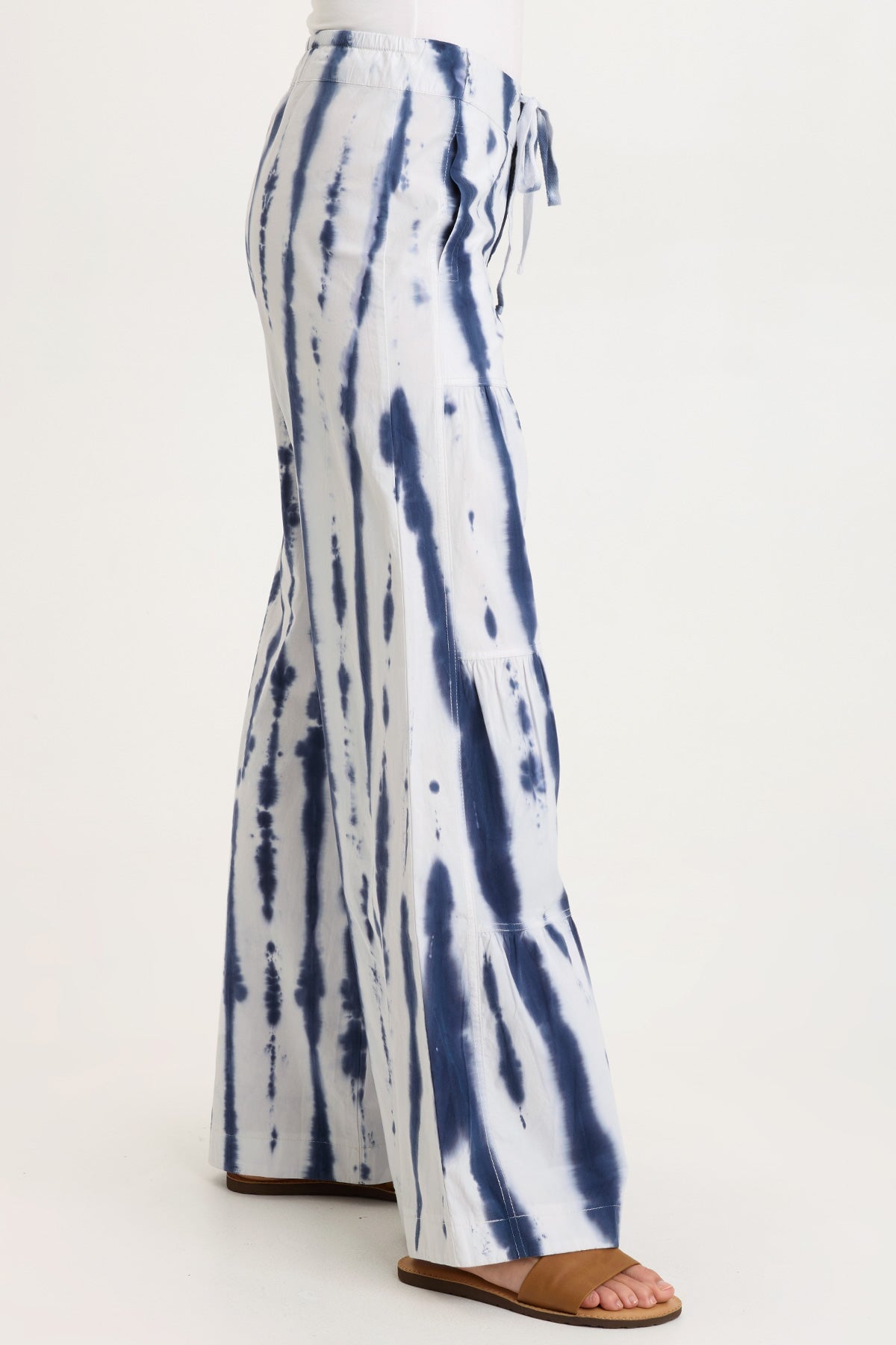 Werables Terraced Wide Leg Ruched Flare Drawstring Pant Pelagic Wash - XCVI