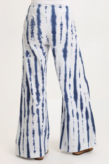 Werables Terraced Wide Leg Ruched Flare Drawstring Pant Pelagic Wash - XCVI
