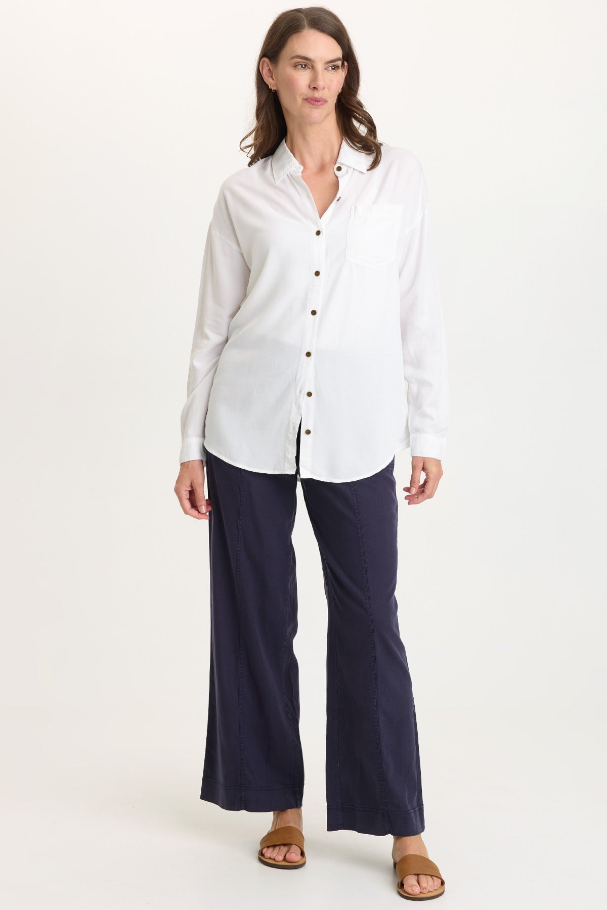 Arnold Tencel Twill Straight Leg Pull-On Waist Pant Navy - XCVI
