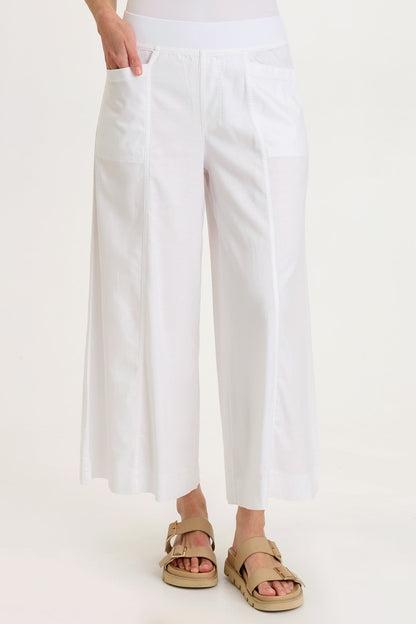 Shaun Tencel Twill Gaucho Wide-Leg Crop Pant White - XCVI