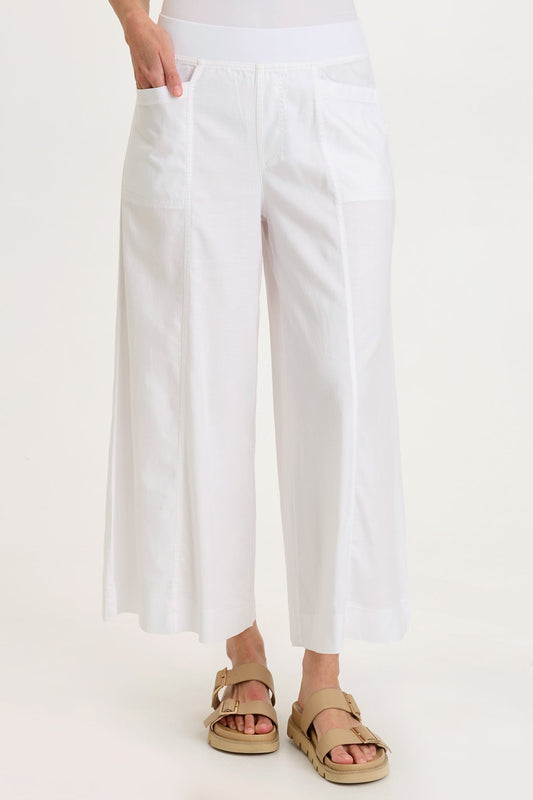 Shaun Tencel Twill Gaucho Wide-Leg Crop Pant White - XCVI