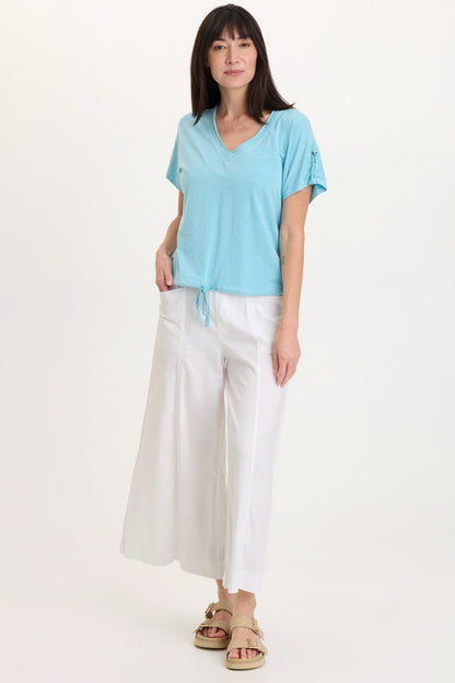 Shaun Tencel Twill Gaucho Wide-Leg Crop Pant White - XCVI