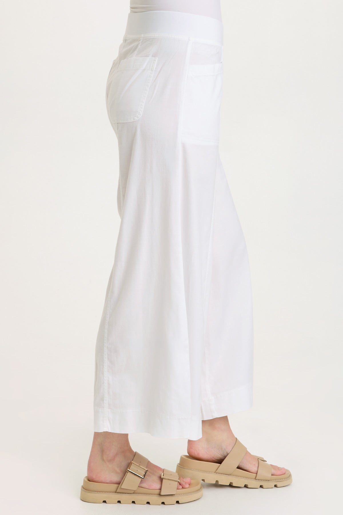 Shaun Tencel Twill Gaucho Wide-Leg Crop Pant White - XCVI