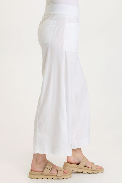 Shaun Tencel Twill Gaucho Wide-Leg Crop Pant White - XCVI