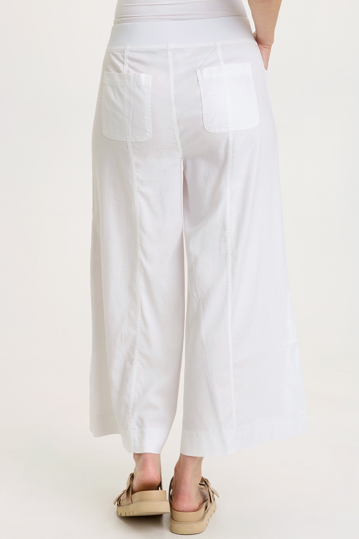 Shaun Tencel Twill Gaucho Wide-Leg Crop Pant White - XCVI