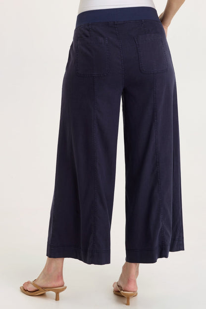 Shaun Tencel Twill Gaucho Wide-Leg Crop Pant Navy - XCVI