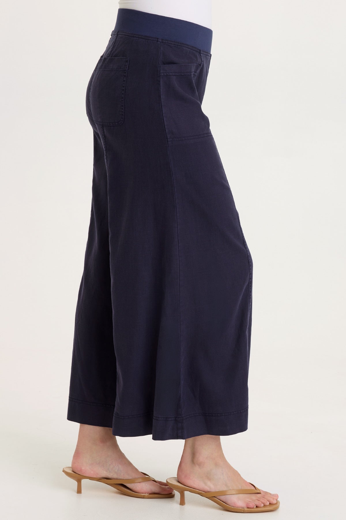Shaun Tencel Twill Gaucho Wide-Leg Crop Pant Navy - XCVI